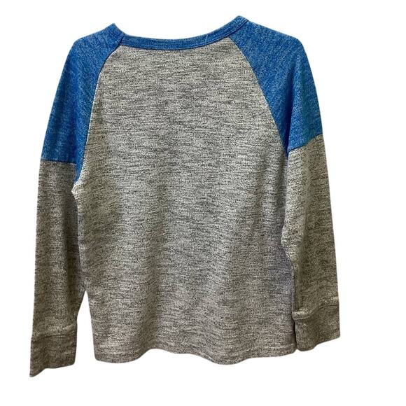 Hand Printed Upcycled Youth Small Dragonfly Long Sleeve Crew Neck Raglan Sweater - Picture 3 of 4